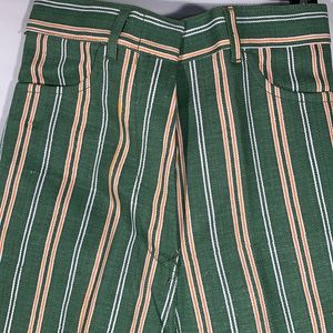 Rare 1960’s Vintage Girls’ Striped Cotton Flare leg Jeans  size 14  25” inseam